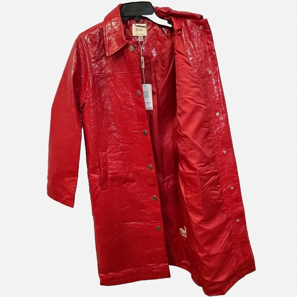 Elie Tahari Striking Red Faux Leather Jacket - Picture 5 of 5